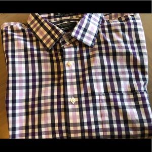 Nordstrom dress shirt, gingham, trim fit, 17 36-37
